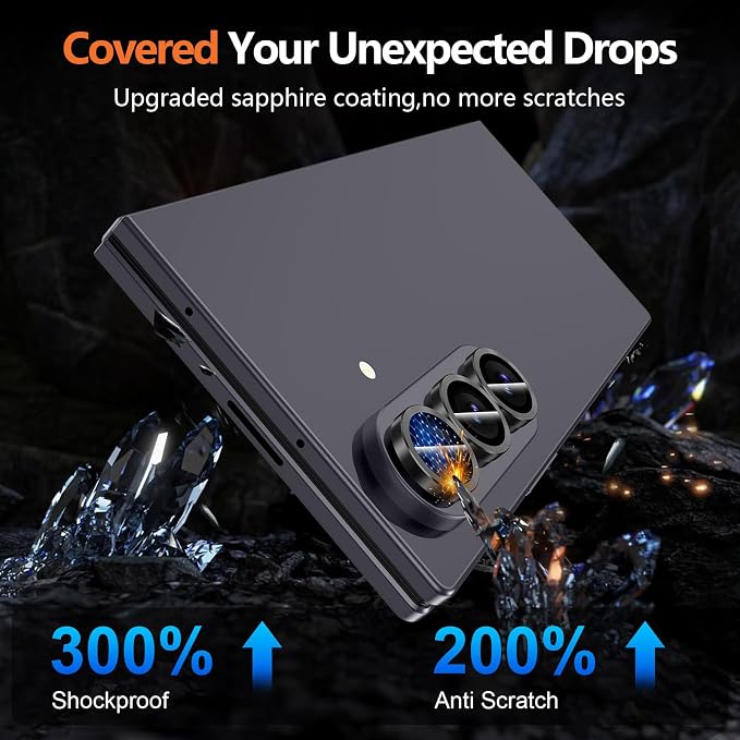 for Samsung Galaxy Z Fold 8 Ultra Camera Lens Protector, Individual Metal Ring Tempered Glass Lens Cover, [Strong Adsorption] Scratch Resistant Ultra-Thin HD Clear Lens Cover, 1 Set-Black - Image 5