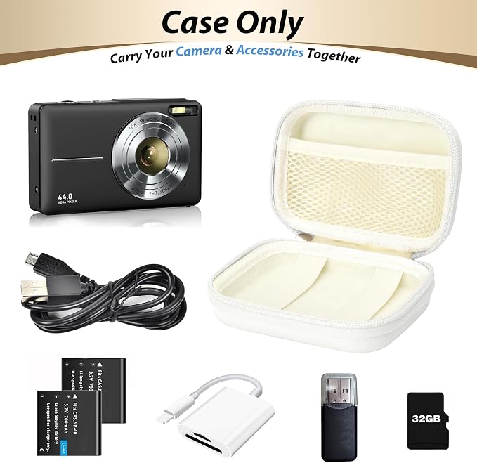 Digital Camera Case for KODAK PIXPRO FZ55/FZ45, Case Only, White | Fits CAMKORY DC403 and Canon PowerShot ELPH 360 HS Compact Digital Cameras, Small Hard Shell Camera Pouch with Mesh Pocket - Image 4
