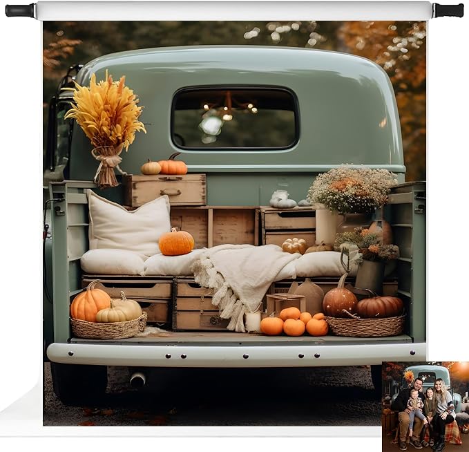 Kate Fall Backdrop Thanksgiving Photo Backdrop Truck Pumpkins Backdrop for Photography,10x8 by KateBackdropforPhotography