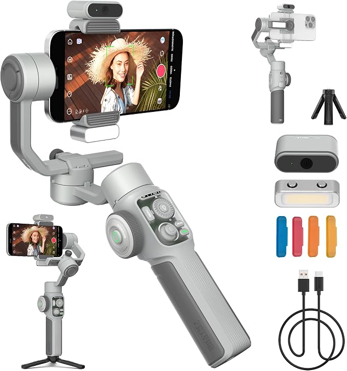 ZHIYUN CINEPEER Smooth 5E Combo Gimbal Stabilizer for iPhone, Android | Built-in Fill Light, Tripod, 3-Axis 300g Payload Phone Gimbal, Gesture Control, Vlogging Stabilizer for YouTube, TikTok by ZHIYUN