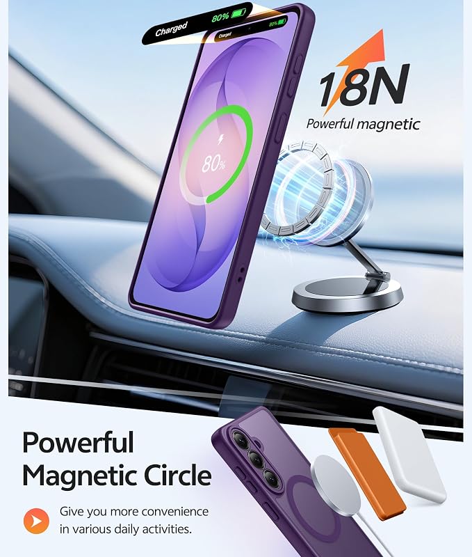 FNTCASE for Samsung Galaxy S26 Plus Case, Fit for Magsafe, Screen Protector | Full Camera Protection, Translucent Matte, 14FT Military Grade Drop Proof, Shockproof Protective Phone Cover, Purple - Image 3