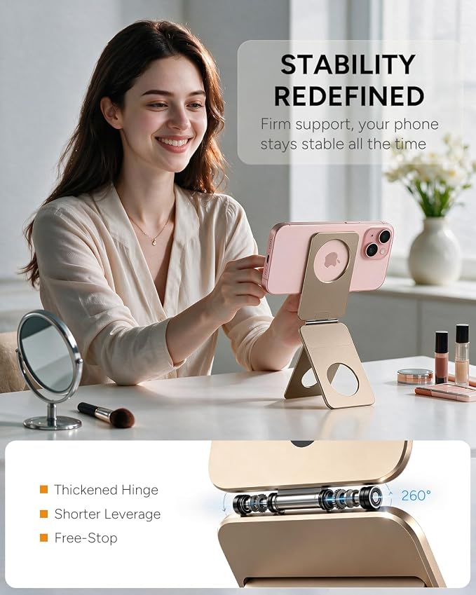 1ST IDEA for MagSafe Tripod Stand Ultra-Thin 0.23" | Aluminum Alloy Magnetic Tripod for iPhone, Flexible 20x Magnet Phone Stand Gift Accessories for Women Men for iPhone 17 16 15 14 13 12 Series - Image 3