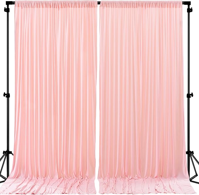 40ftx10ft Wrinkle Free Blush Pink Backdrop Curtain - 10 Feet Photography Backdrop Drapes, Silky Polyester Back Drop Cloth for Wedding Baby Shower Balloon Arch Background by Unknown