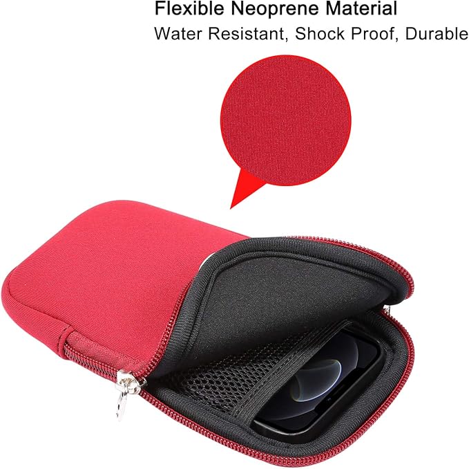 Phone Sleeve for iPhone Air 15 14 Pro Max & 16 15 Plus, Samsung A15 A57 A56 | Neoprene Case for Galaxy S26+ S25 FE S24 FE S23 FE & Plus, Pixel 10a, Cell Phone Pouch with Neck Lanyard, Zipper, Card Holder - Image 2