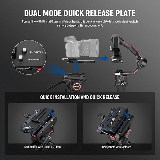NEEWER 71.6" Pro Camera Monopod with Feet, Carbon Fiber Telescopic Video Monopod with QR Plate Compatible with DJI RS Gimbals, Removable Base for Camera Camcorder, Max Load 13.2lb/6Kg, TP71 - Image 5