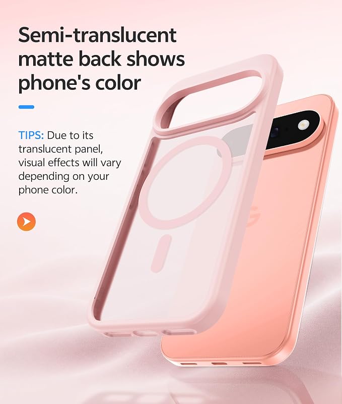 FNTCASE for Google Pixel 11 Pro Case / Pixel 11 Case, with Screen Protector | Fit for Magsafe, Translucent Matte, 14FT Military Grade Drop Protection, Shockproof Protective Phone Cover, Light Pink - Image 5