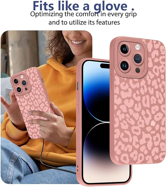 Cute Pink Cheetah Print Phone Case for iPhone 14 Pro 6.1" | Aesthetic Leopard Pattern Design Cover Full Camera Lens Protective Shockproof Soft Slim TPU Funda for Women Girls - Image 7