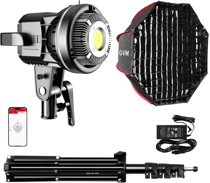 GVM 80W Video Light, Studio Lights for Photography, Softbox Lighting Kit with Bowens Mount, CRI97+ 5600K Colour Temperature , 22in Softbox, Tripod Stand, YouTube, Video, Wedding by GVMGreatVideoMaker