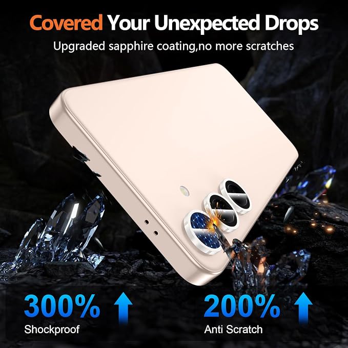 for Samsung Galaxy S25 Camera Lens Protector, Individual Metal Ring Tempered Glass Lens Cover, [Strong Adsorption] Scratch Resistant Ultra-Thin HD Clear Lens Cover, 1 Set-White Shine - Image 8
