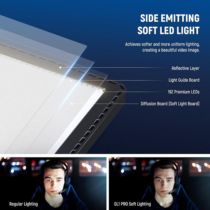 NEEWER 15.5" LED Streaming Key Light, Clamp on Desk Panel Video Lighting for Gaming Recording Zoom Call, CRI97+, 2.4G PC/Mac iOS/Android APP Control, Compatible with Elgato Stream Deck, GL1 PRO Black | Video Lighting Gaming Recording Zoom Call, CRI97+,... - Image 3