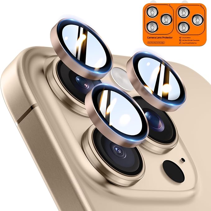 TOCOL for iPhone 14 Pro Max Camera Lens Protector/iPhone 14 Pro Camera Lens Protector Tempered Glass HD Individual Scratch Resistant Cover Accessories Case Friendly 2 Pack（Rose Gold） by TOCOL