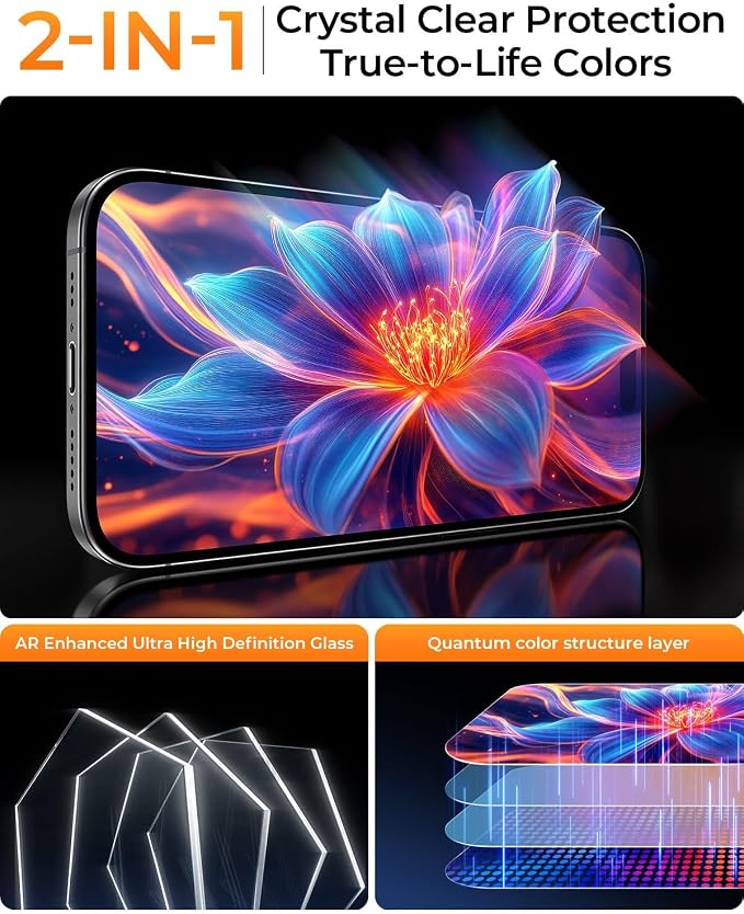 UNBREAK TOP 9H+ Glass 2+2 Packs for iPhone 16 Pro Max Screen Protector | [with Camera Lens Protector][Zero Bubble, Auto-Dust Removal][10X Military Protection] Tempered Glass 6.9'' Full Edge Coverage - Image 7