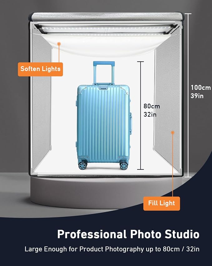 Light Box Photography 39×39 inch, 210 LED Large Photo Light Box with 3 Stepless Dimming Light Panels & 4 Matte PP Backdrops, Professional Photo Background Shooting Tent for Product Photography - Image 2