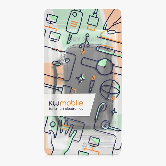 kwmobile Universal Phone Pouch Size L - 6.5" - Neoprene Smartphone Pouch with Zip - Water-Repellent Mobile Phone Case - Sleeve in Grey - Image 7