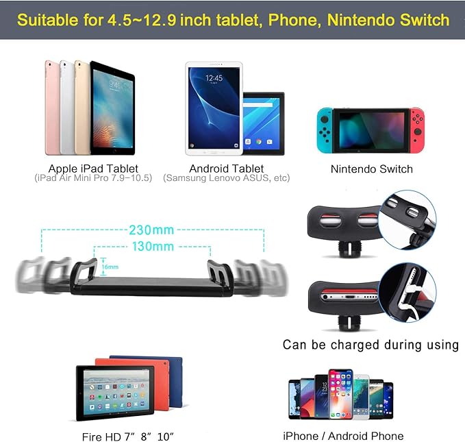 Ipad Tripod Stand, with 65 inch Height Adjustable iPad Stand Holder & iPad Floor Stand with 360° Rotating iPad Tripod Mount for iPad Pro, iPhone, Kindle, and All 4.5-12.9 Inch Tablets - Image 7