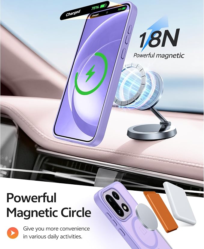 FNTCASE for OnePlus 15 Case, Fit for Magsafe, Screen Protector,Light Purple | Translucent Matte Magnetic Back, 14FT Military Grade Drop Protection, Shockproof Protective Phone Cover - Image 3