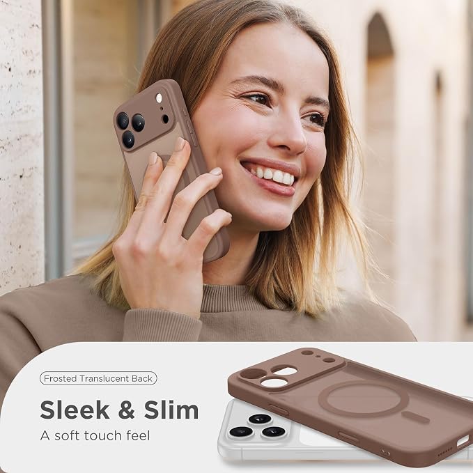 CAPRARO for iPhone 17 Pro Max Case, Compatible with MagSafe Brown | Upgraded [Full Camera Protection] Protective Translucent Matte Women Girl Magnetic Phone Case Cover, Brown - Image 8