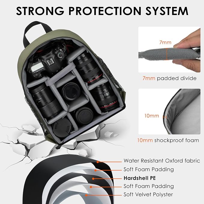 TARION Camera Backpack for Photographers Compact 12L Green TB-S | 14 Inch Laptop Compartment, Rain Cover, Bottom Tripod Holder, for DSLR Mirrorless Cameras, Everyday Shooting - Image 3