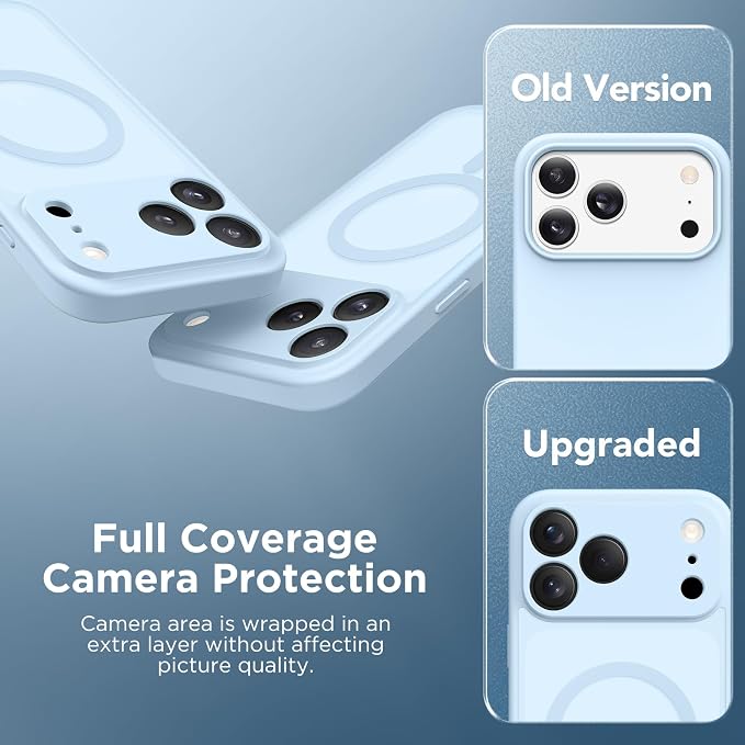 CAPRARO for iPhone 17 Pro Case, Compatible with MagSafe Light Blue | Upgraded [Full Camera Protection] Protective Translucent Matte Women Girl Magnetic Phone Case Cover, Light Blue - Image 7