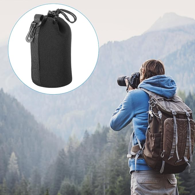 PATIKIL 4 Pcs 3.7" ID x 7.1" H Neoprene Lens Pouch Bag for DSLR Camera Lens, Black - Image 7