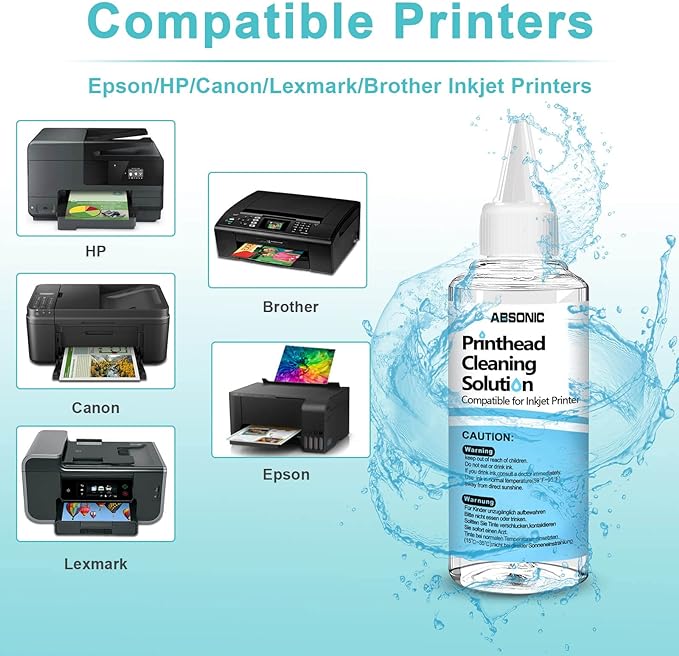 Printer Cleaning Kit for Epson, Printhead Cleaning Kit for HP Inkjet 100mL | Printer Head Cleaner for Canon, Printers Cleaner Printhead Cleaning Solution for Inkjet, Printers Print Head Cleaning Kits - Image 3