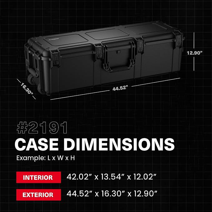 Condition 1 45" Empty Waterproof Hard Case with Wheels, Black | Lockable TSA Approved Storage Trunk for Gear, Camera, Equipment, IP67 Waterproof Rated, Made in USA, 44.52"x16.30"x12.90" - Image 2