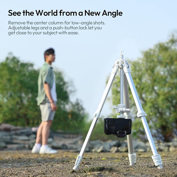 ULANZI Ombra Ⅱ Camera Travel Tripod White, 61.5" Aluminum Tripod Foldable with UKA Quick Release Plate for Phone Sony Canon, Video Shooting Vlogging Portable Stand w Phone Clamp Holder Carry Bag - Image 4