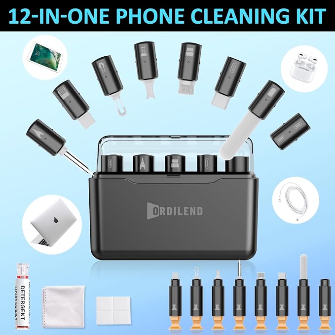 iPhone Cleaning Kit for Charging Port Cleaner, Cleaner Kit for AirPod Phone | Multi-Tool, iPhone Cleaner, Repair Lightning Cable USB C Speaker Charger iPad Connector, Compact Portable, with Storage Case - Image 5