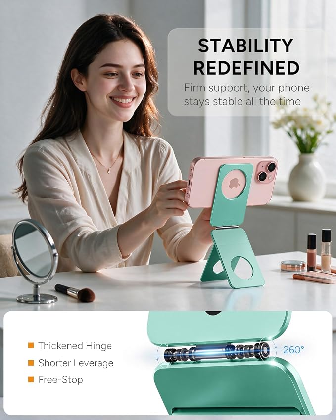 1ST IDEA for MagSafe Tripod Stand Ultra-Thin 0.23" | Aluminum Alloy Magnetic Tripod for iPhone, Flexible 20x Magnet Phone Stand Gift Accessories for Women Men for iPhone 17 16 15 14 13 12 Series - Image 3