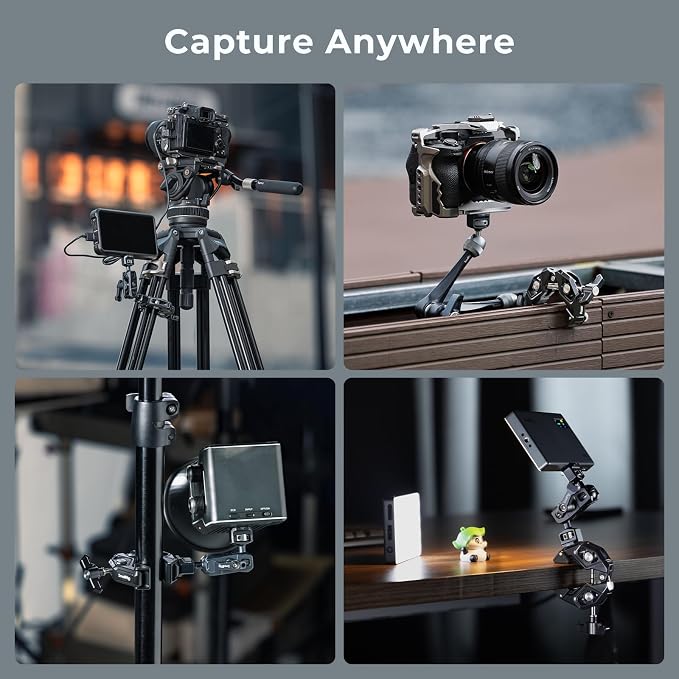 SMALLRIG Crab-Shaped Super Clamp with Swivel Tip & 1/4"-20 Expansion Holes, Max Clamping 50mm (2") for Camera Mounts, Tripod Accessories, Round Tube/Flat Surface, 5319 - Image 5