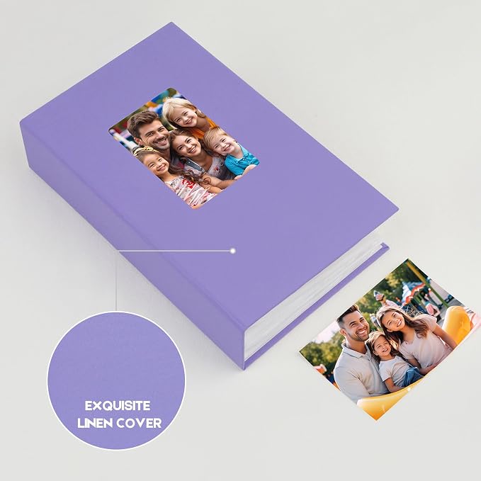 Aevdor 4x6 Photo Album, Holds 360 Photos, Linen Cover, Purple | Horizontal 4x6 Photo Format Only, Easy-View Clear Pockets, Family, Wedding, Baby, Travel and Graduation Prints - Image 5
