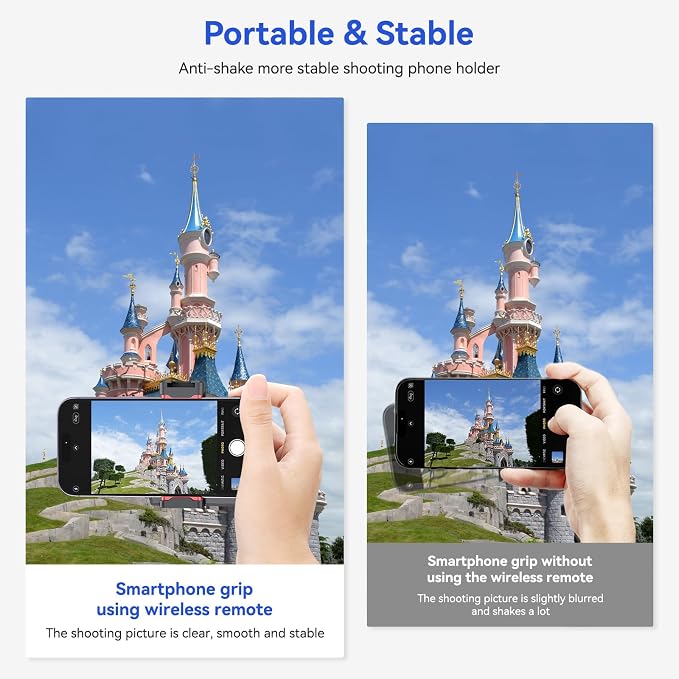 UURIG PH-14 Smartphone Camera Shutter Handle Grip w Detachable Wireless Bluetooth Remote Control,Three-Gear Adjustable Fill Light for iPhone Samsung Google OnePlus Phones Video/Photo Shooting - Image 6