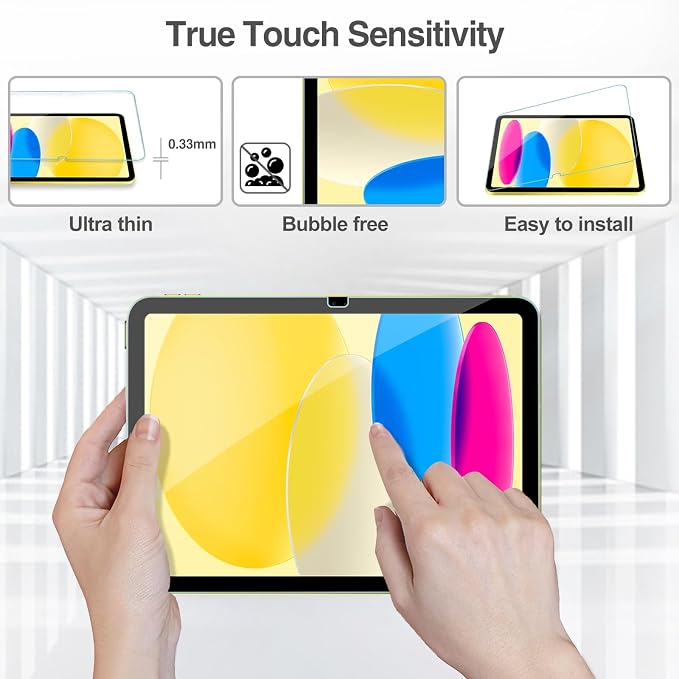 ProCase 2 Pcs Screen Protector for iPad A16 10th with Camera Lens Protector | Tempered Glass for 11" iPad 2025 11th & 10.9 10th Generation -Yellow - Image 4