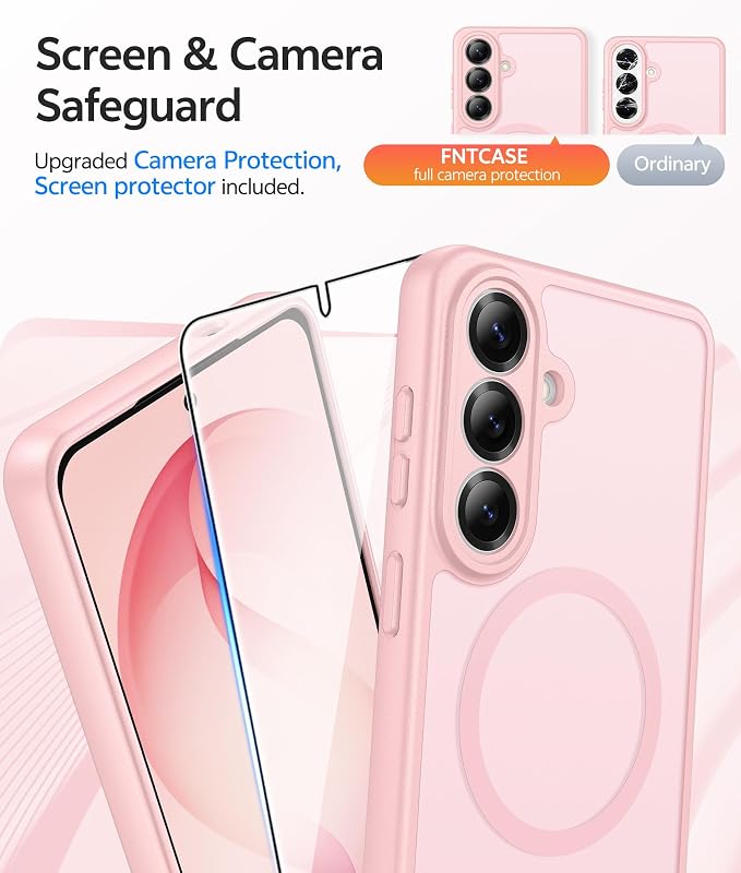 FNTCASE for Samsung Galaxy S26 Plus Case, Fit for Magsafe, Screen Protector | Full Camera Protection, Translucent Matte, 14FT Military Grade Drop Proof, Shockproof Protective Phone Cover, Light Pink - Image 4