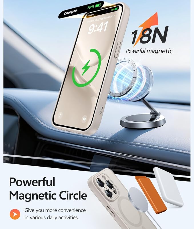 FNTCASE for iPhone 14 Pro Case, Compatible with Magsafe, Screen Protector | Full Camera Protection, Translucent Matte, 14FT Military Grade Drop Proof, Shockproof Protective Phone Cover, Off White - Image 3