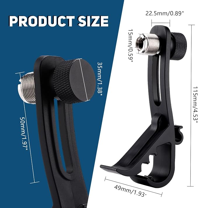 Facmogu 2PCS Drum Microphone Clip, Adjustable Mic Mount Clamp Holder | Mic Securing Clip Shockproof Drum Mounts | For Professional Drum Recording Studio Drum Recording Musical Instrument - Image 5