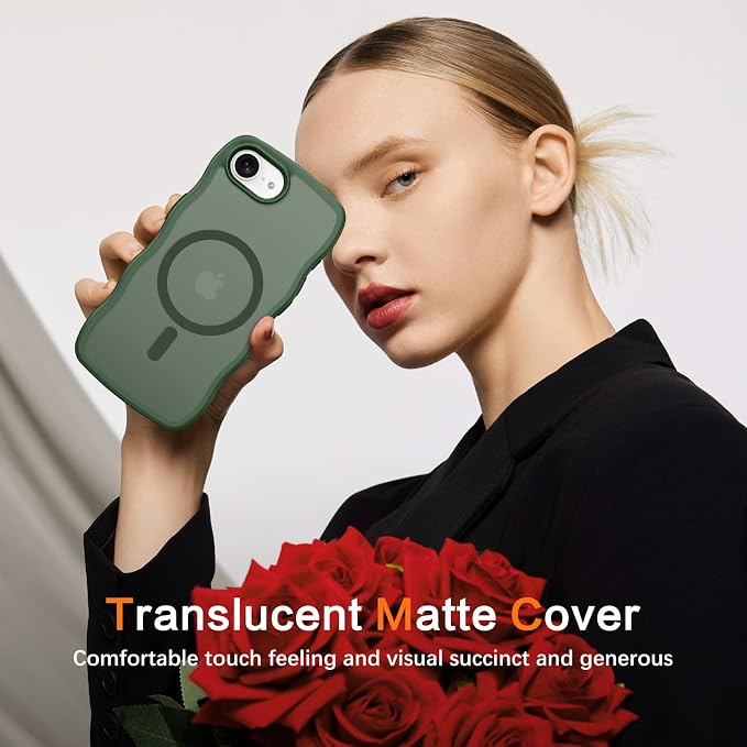 BENTOBEN Magnetic for iPhone 17e Case,Cute Wavy Frame [Compatible with MagSafe] Translucent Matte Anti-Slip Bumper Women Girls Boys Men Shockproof Drop Protective Phone Cover for iPhone 17e,Green - Image 7