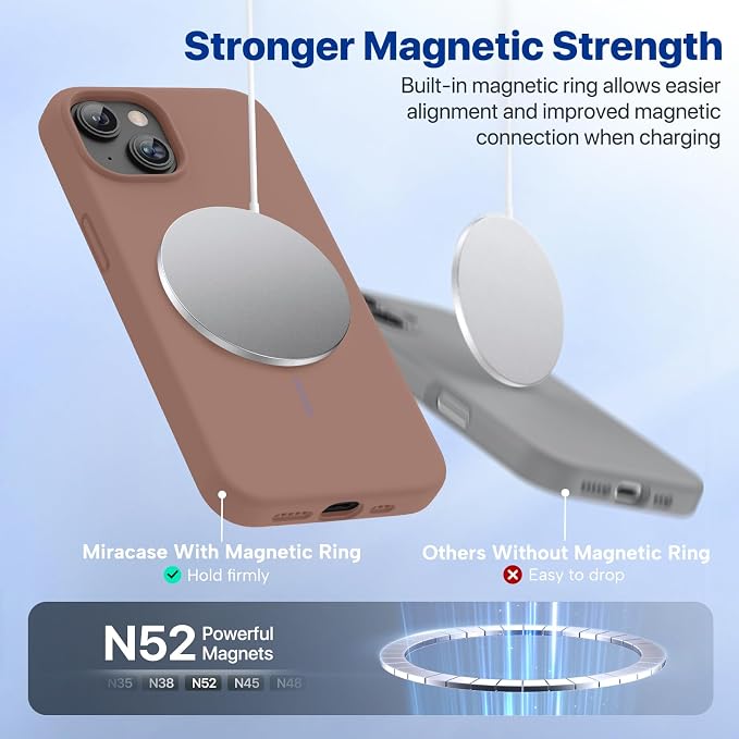 miracase Magnetic for iPhone 13 Case, [Soft Anti-Scratch Microfiber Lining], Compatible with MagSafe, Liquid Silicone Case Shockproof Drop Protection Phone Case for 13, Chocolate - Image 5