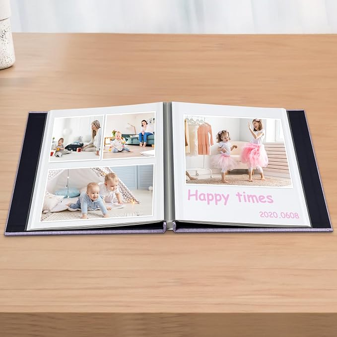 Photo Album Scrapbook – 4x6, 5x7 & 8x10 Pictures – Self-Adhesive Pages for Baby, Wedding, Travel & Family Memories | Includes Metallic Pen & Scraper/Light Purple Large DIY Memory Book for Gifts - Image 3