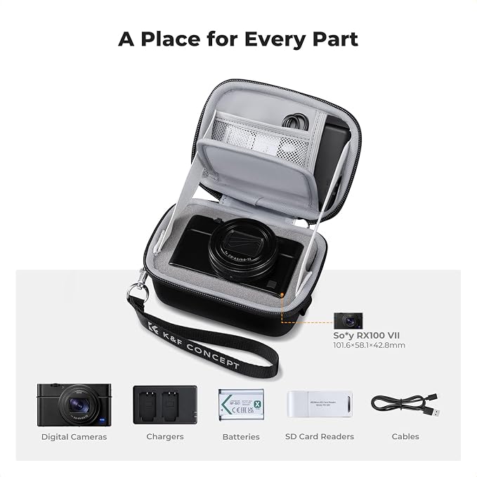 K&F CONCEPT Carrying Case for Digital Camera, Hard Shell Protective Case | Compatible with Ricoh GR III/GR IIIX/for Sony ZV-1 RX100/ for Canon G7X Mark III/G5X Mark II (Case Only),BE02 - Image 4