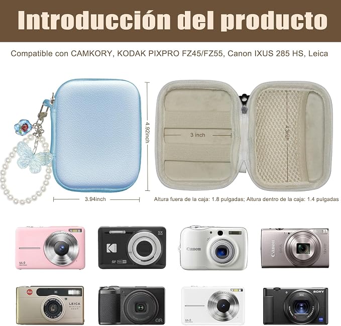 STARGAZ Digital Camera Case,suitable for camera case small such as CAMKORY/KODAK PIXPRO FZ45/FZ55/Canon PowerShot ELPH/HS,Leica,etc.Compact digital camera bag, can also store such as SD cards (Blue) - Image 3