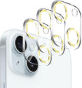 Dengduoduo 3 Pack Tempered Glass Camera Lens Protector for iPhone 15 6.1" & for iPhone 15 Plus 6.7",Bling Glitter, Ultra HD, 9H Hardness, Anti-Scratch, Case Friendly [No Affect on Night Shots]-Gold by Dengduoduo