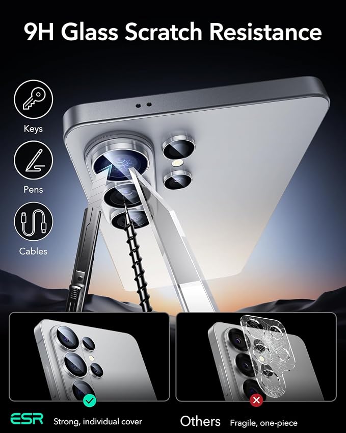 ESR for Samsung Galaxy S26 Ultra Camera Lens Protector, 1 Pack, Silver | Individual Camera Cover, 9H Tempered Glass, Original Camera Clarity, Scratch-Resistant, Case Friendly - Image 6