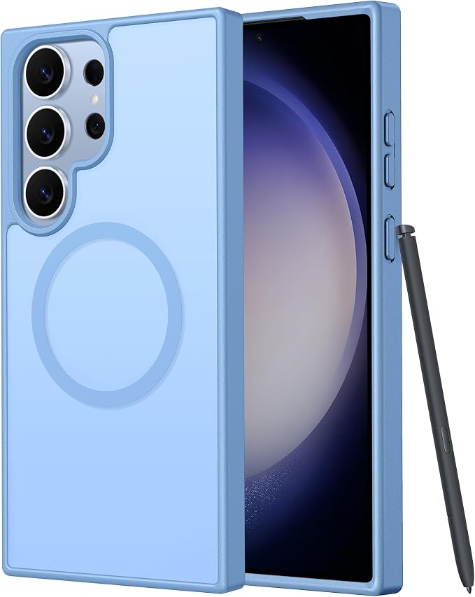 FNTCASE for Samsung Galaxy S23 Ultra Case, Compatible with Magsafe | Translucent Matte Magnetic Back, 14FT Military Grade Drop Protection, Shockproof Protective Phone Cover by FNTCASE