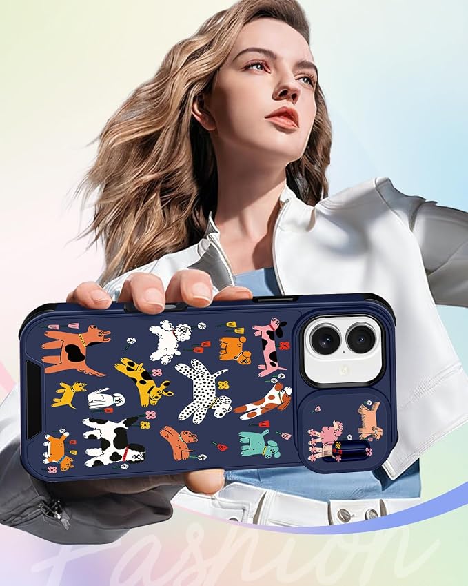 Buleens for iPhone 17 Case 6.3 Inch - with Ring Stand & Camera Cover Aesthetic Cute Designed for Women Girls Girly Cartoon Kawaii Dogs Unique Phone Case for iPhone 17 Compatible with Magsafe - Image 6
