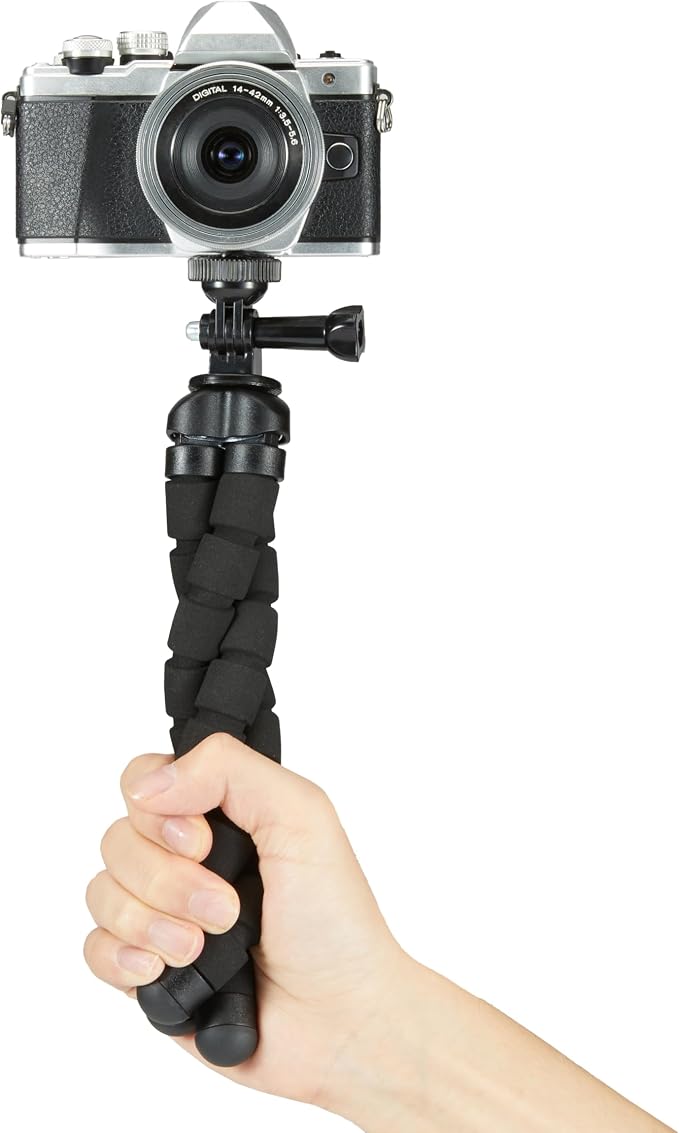 Amazon Basics Portable and Flexible Tripod with Wireless Remote and Smartphone Clamp, 10-inch, Black - Image 4