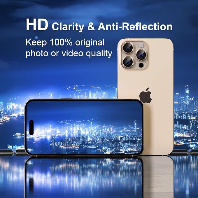 Misea Compatible for iPhone 16 Pro/iPhone 16 Pro Max Camera Lens Protector | 9H Tempered Glass Ultra HD Bling Camera Screen Protector Cover Metal Individual Ring Accessories, Desert Titanium - Image 4