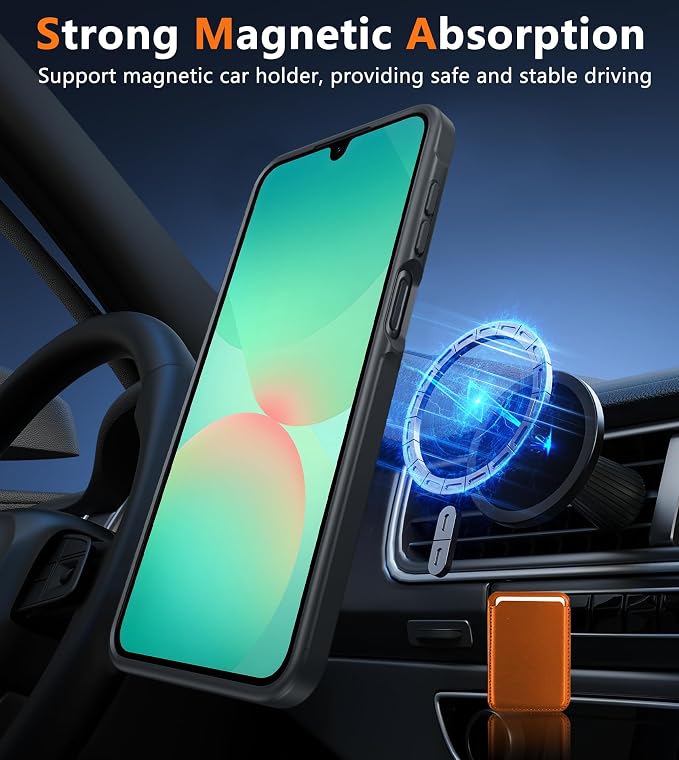 FNTCASE for Galaxy A26 5G Phone Case, Fit for Magsafe, Screen Protector | Translucent Matte, 14FT Military Grade Drop Protection, Slim Shockproof Protective, for Samsung A 26 4G Cover, Black - Image 4