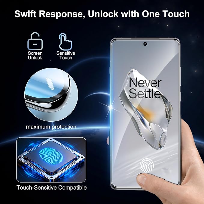 2+2 Pack for OnePlus 12 Screen Protector and Camera Protectors, Fingerprint Unlock, Anti-Scratch, Case Friendly, Bubble-Free, 9H Hardness Clear Glass Screen Protector for OnePlus 12 5G - Image 2
