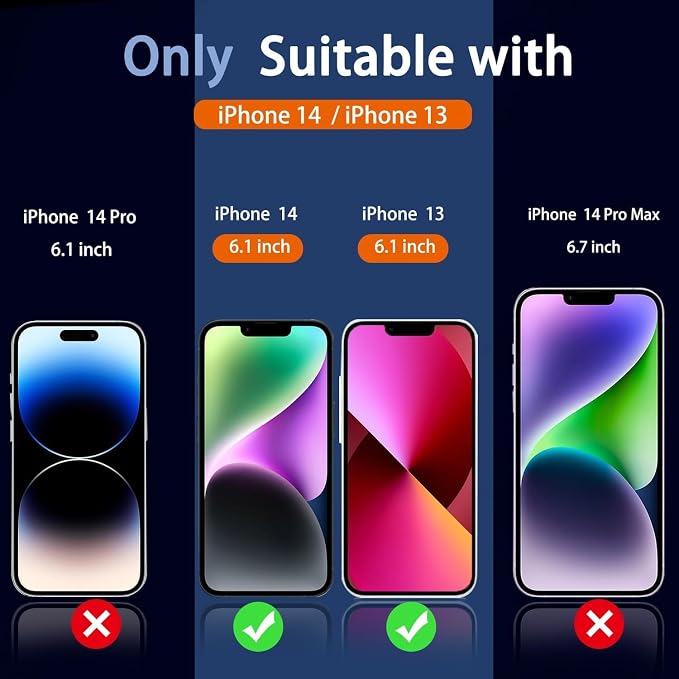 Ferilinso Privacy Screen Protector for iPhone 13/14, Tempered Glass | 2 Pack, 9H+ Hardness, Military-Grade Shatterproof, Case Friendly, Easy Installation Bubble Free, with Camera Lens Protector - Image 2